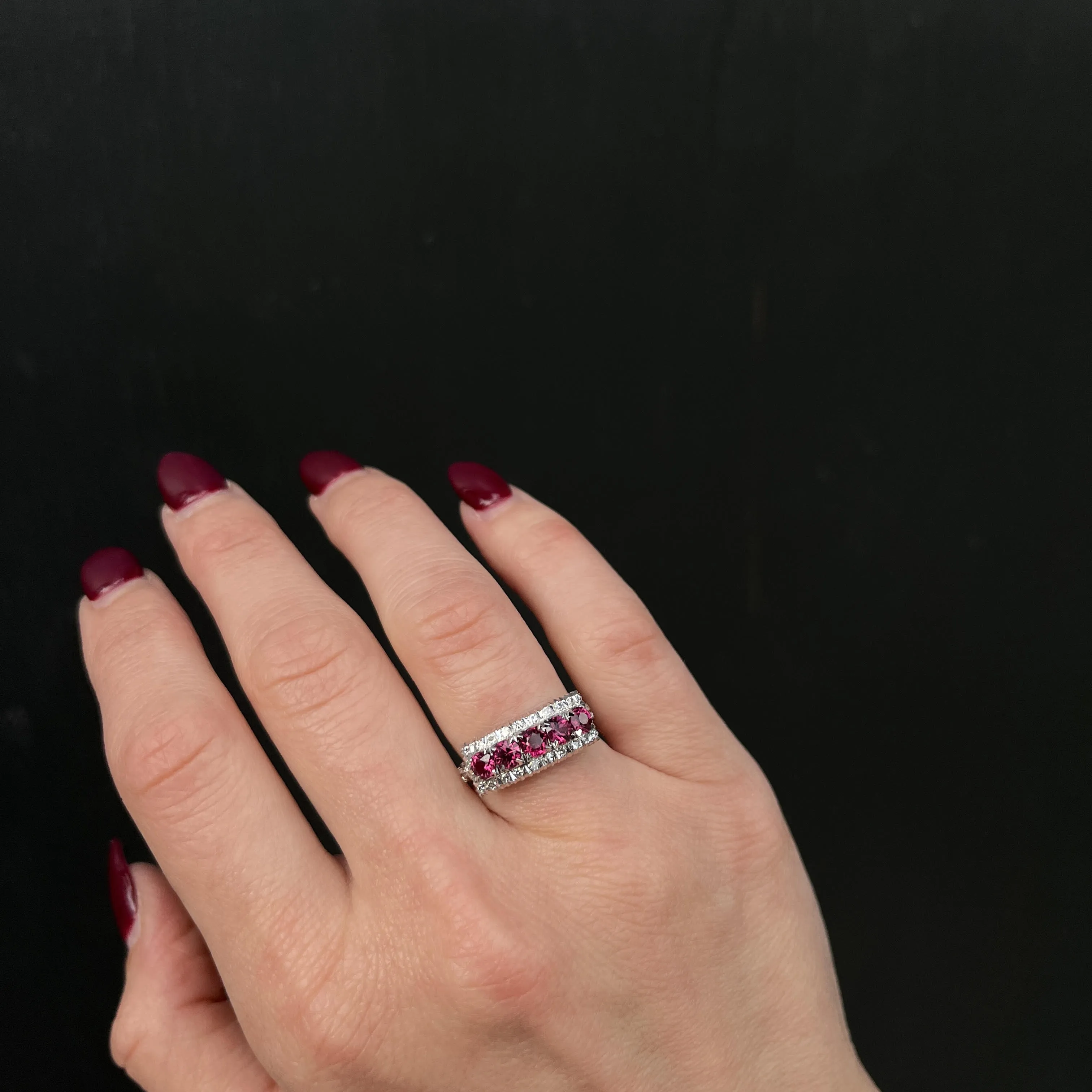 1950's 18K White Gold 1.25 CTW Ruby and Diamond Ring