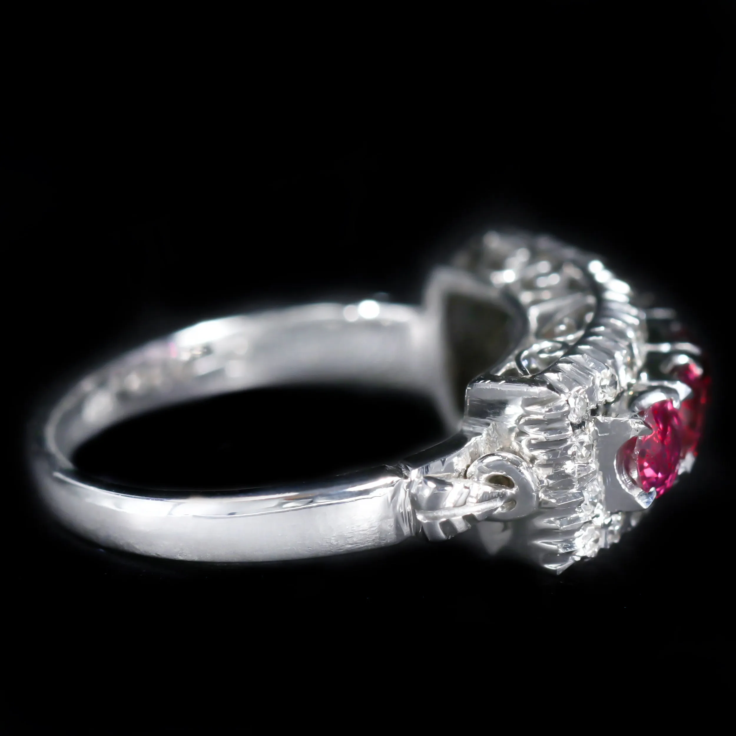 1950's 18K White Gold 1.25 CTW Ruby and Diamond Ring
