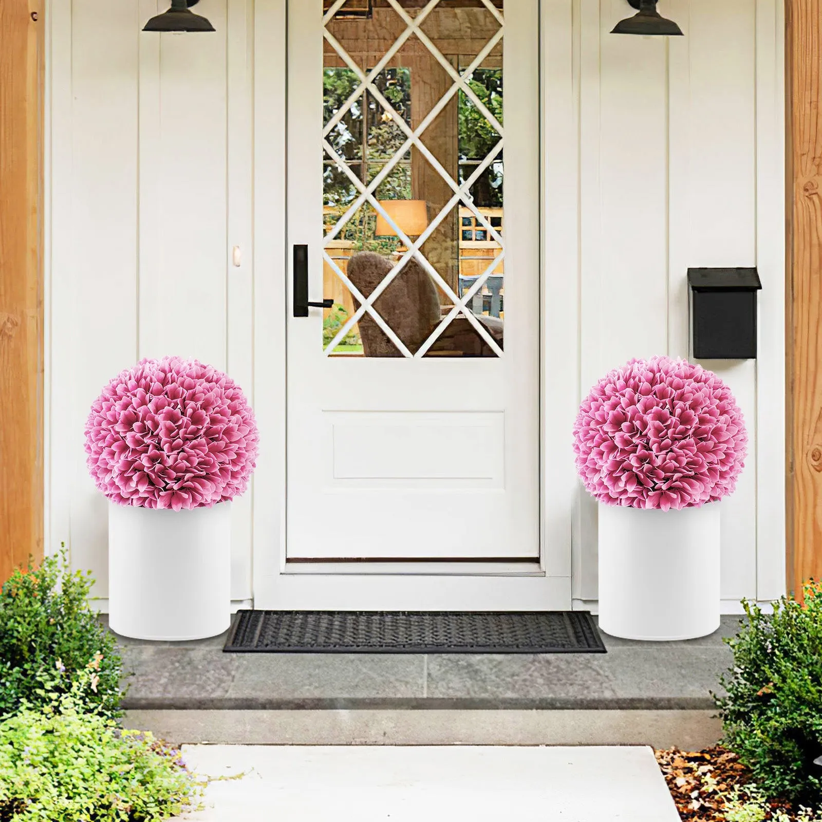 2 Pieces 28 CM Artificial Plant Topiary Balls-Pink