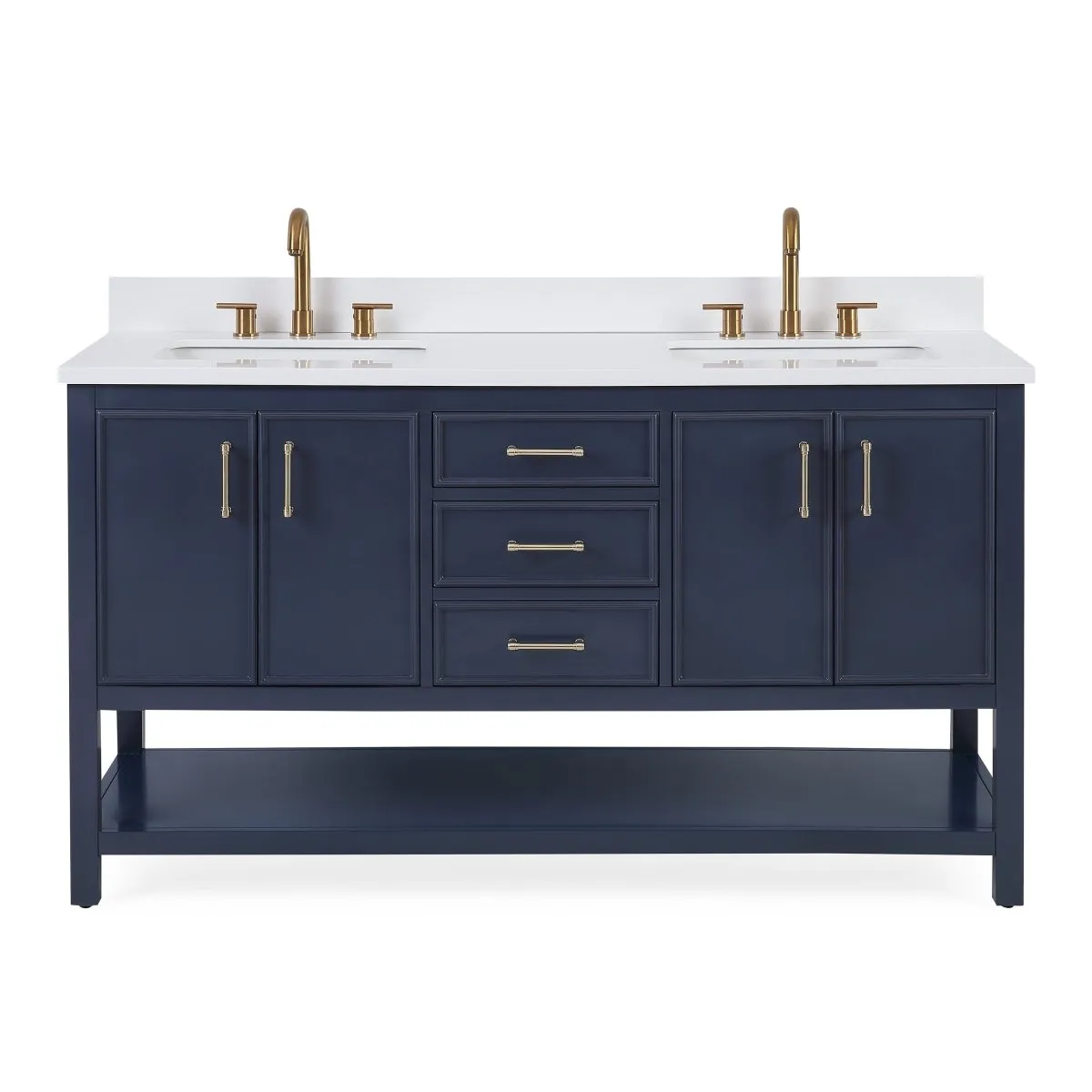60" Tennant Brand Navy Blue Double Sink Bathroom Vanity - Felton  # 7330-D60NB