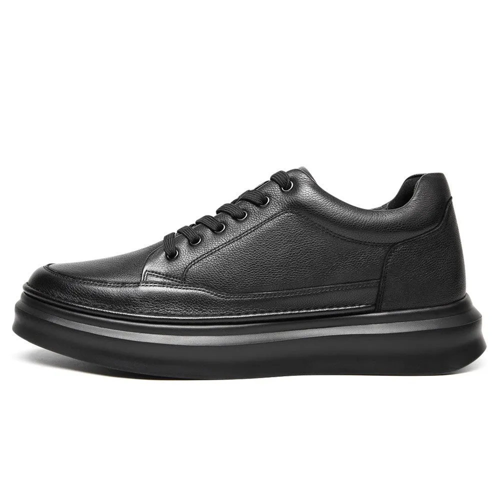 7 CM/2.76 Inches CMR CHAMARIPA Men's Black Leather Elevator Sneakers