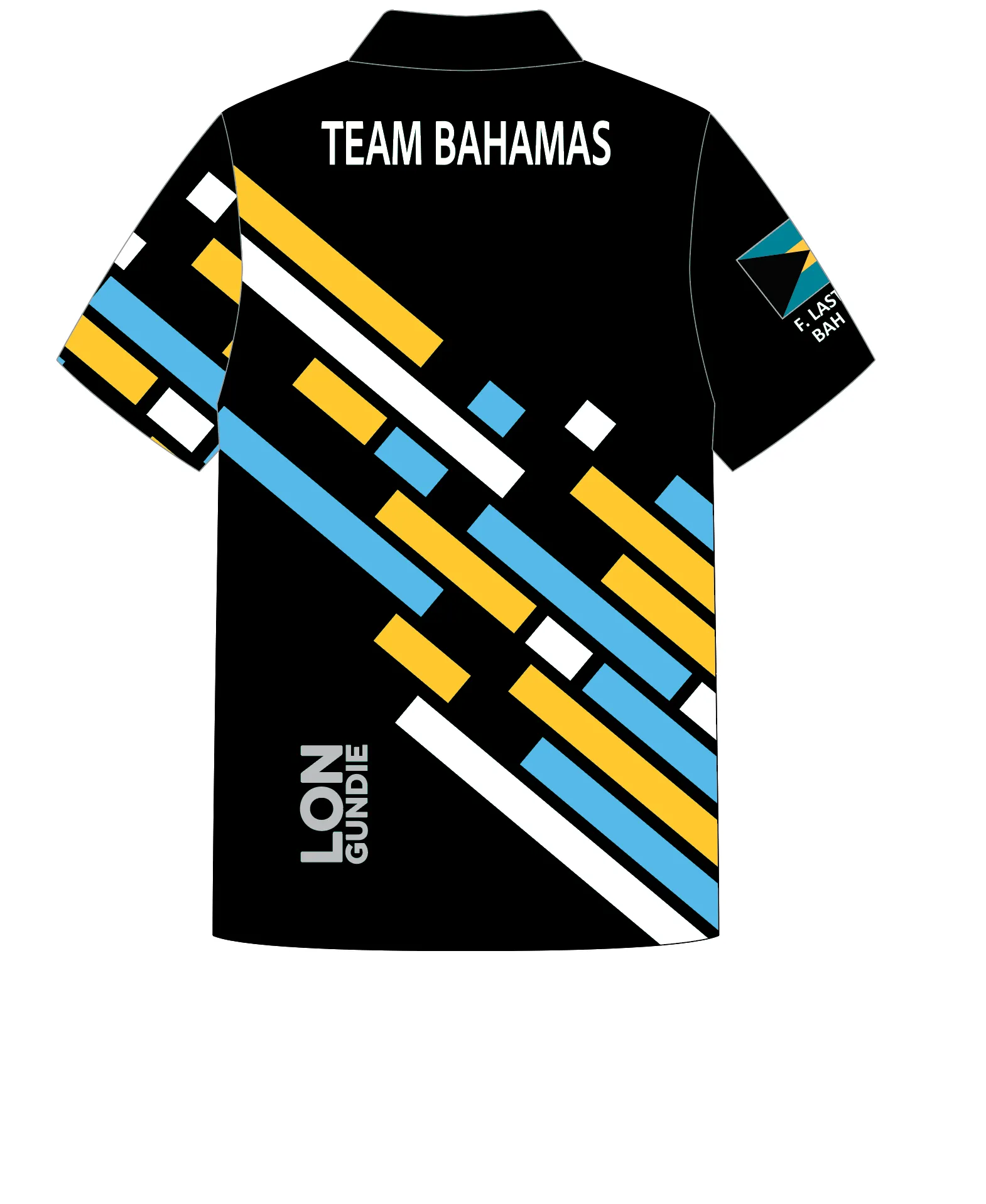 ADULT POLO SHIRT TOP SHORT SLEEVE BLACK | TEAM BAHAMAS | PSNLZ'D