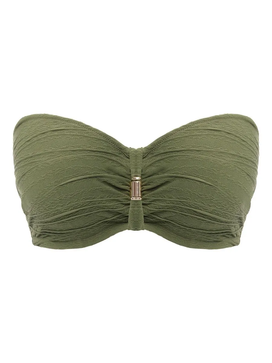 Beach Waves Bandeau Bikini Top - Olive