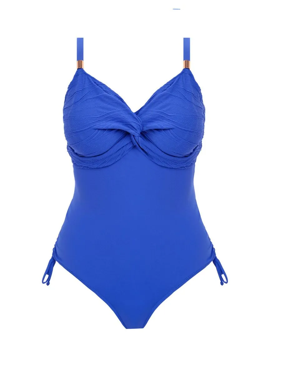 Beach Waves Twist Front Swimsuit - Ultramarine