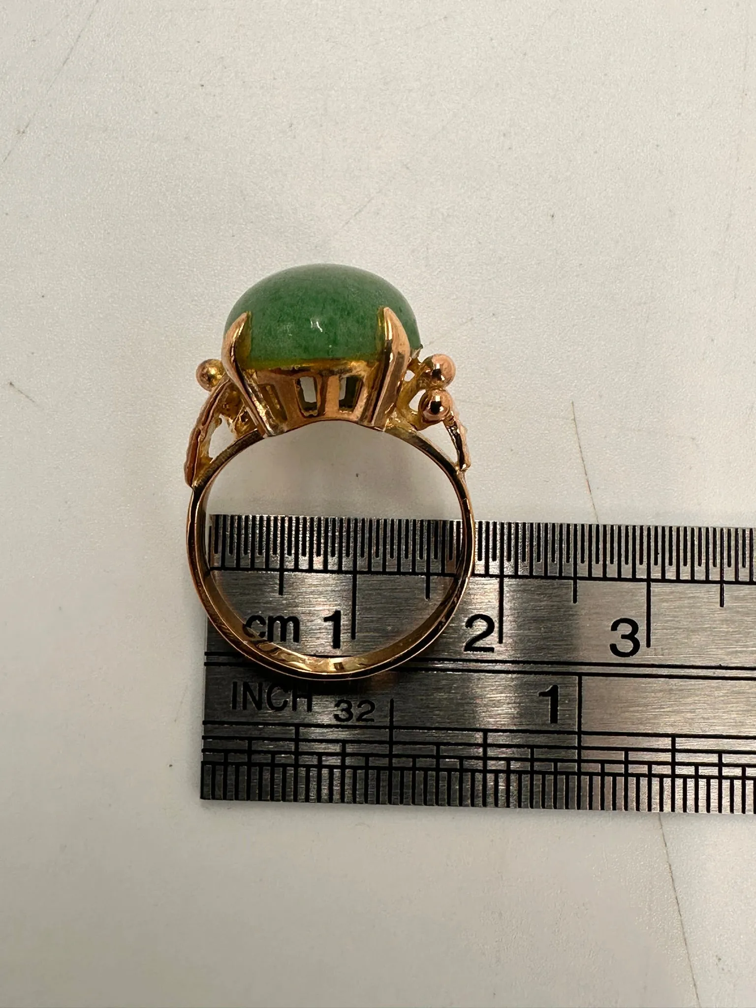 Charming Green Aventurine Quartz Ring Set in Gold Plating