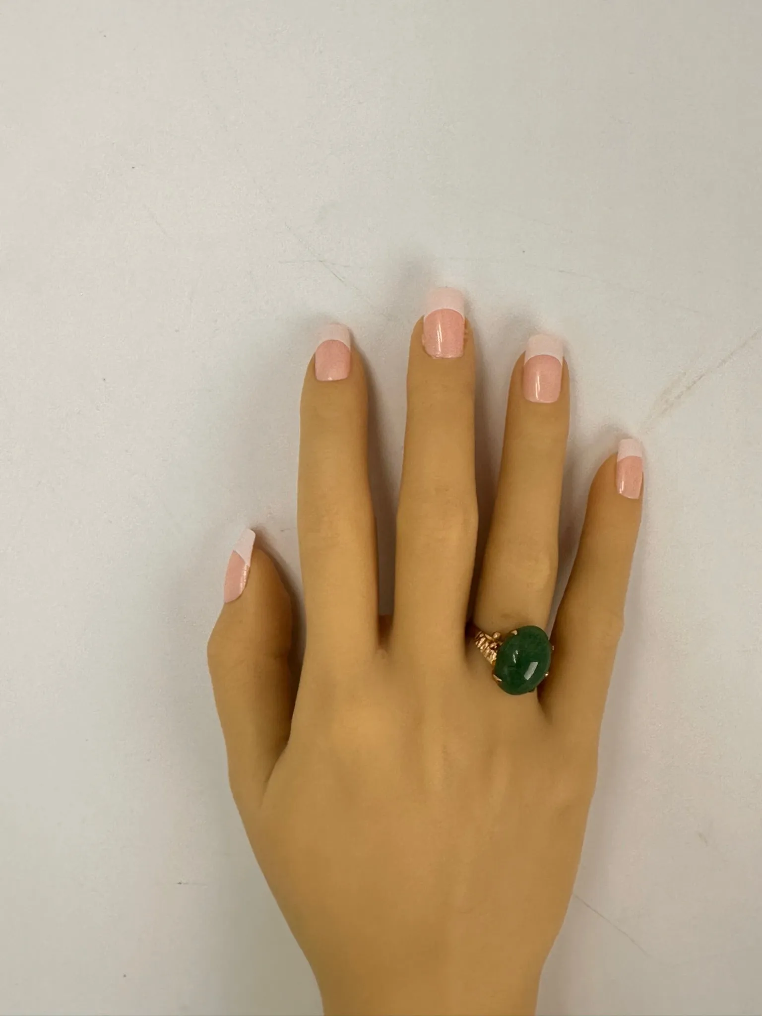 Charming Green Aventurine Quartz Ring Set in Gold Plating