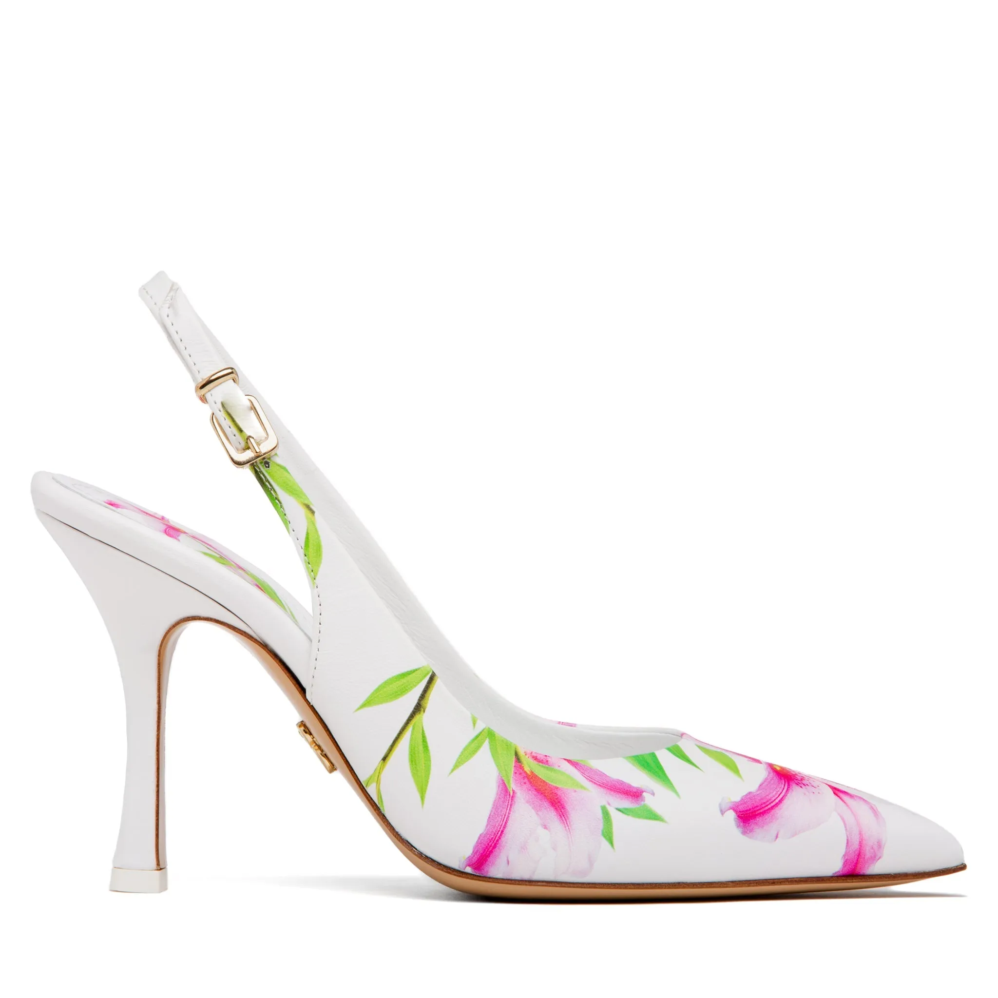 Conica Blue Printed Leather Slingback