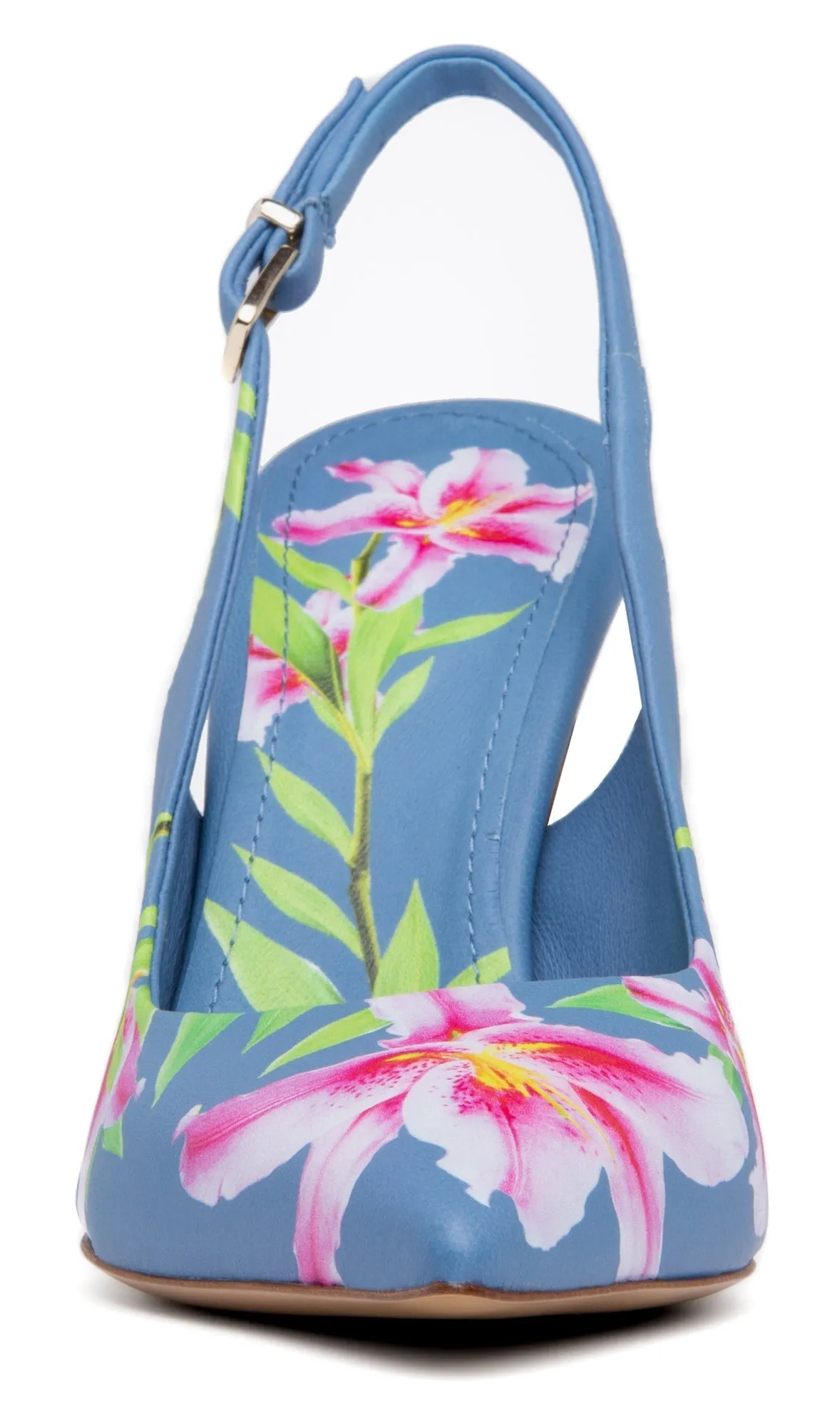 Conica Blue Printed Leather Slingback