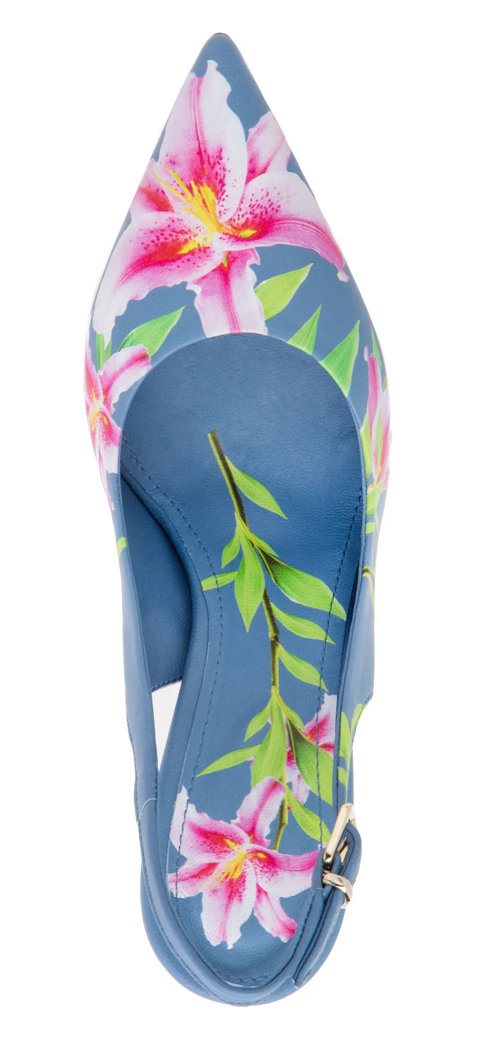 Conica Blue Printed Leather Slingback