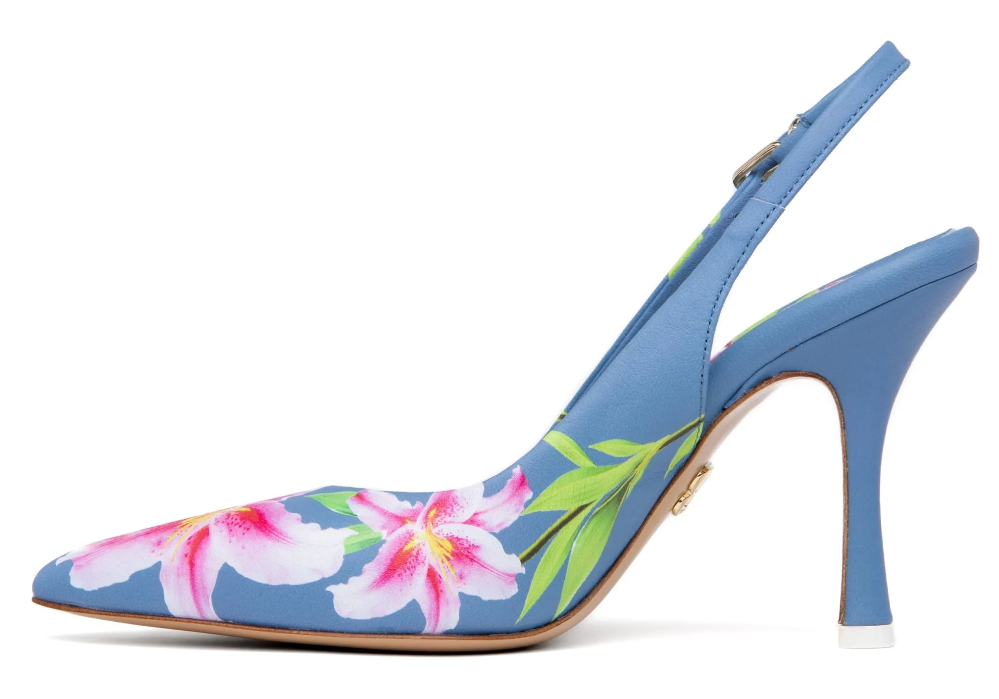 Conica Blue Printed Leather Slingback