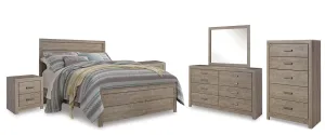 Culverbach Queen Panel Bed with Mirrored Dresser, Chest and 2 Nightstands