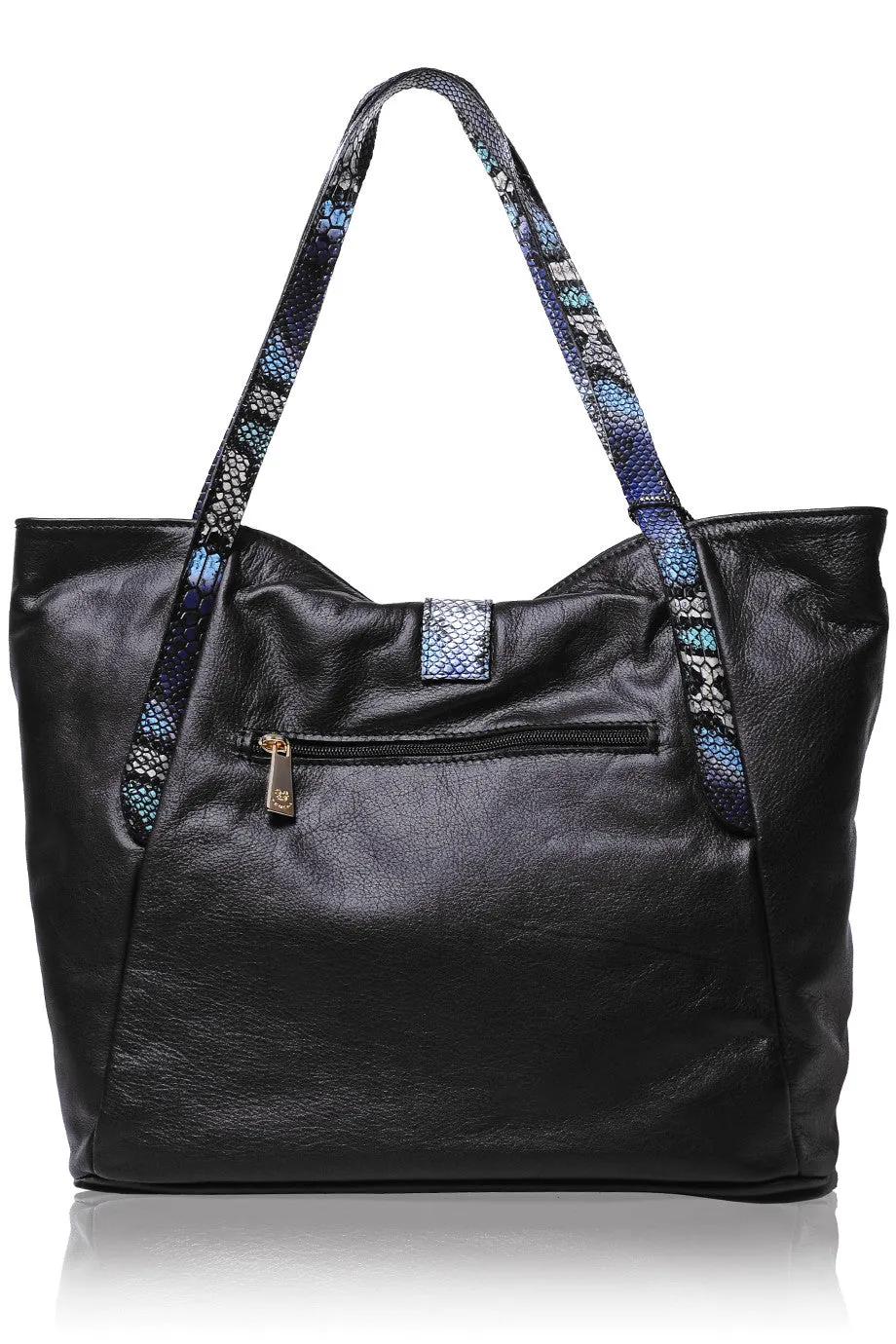 FERCHI BASILISK Black Leather Woman Tote Bag