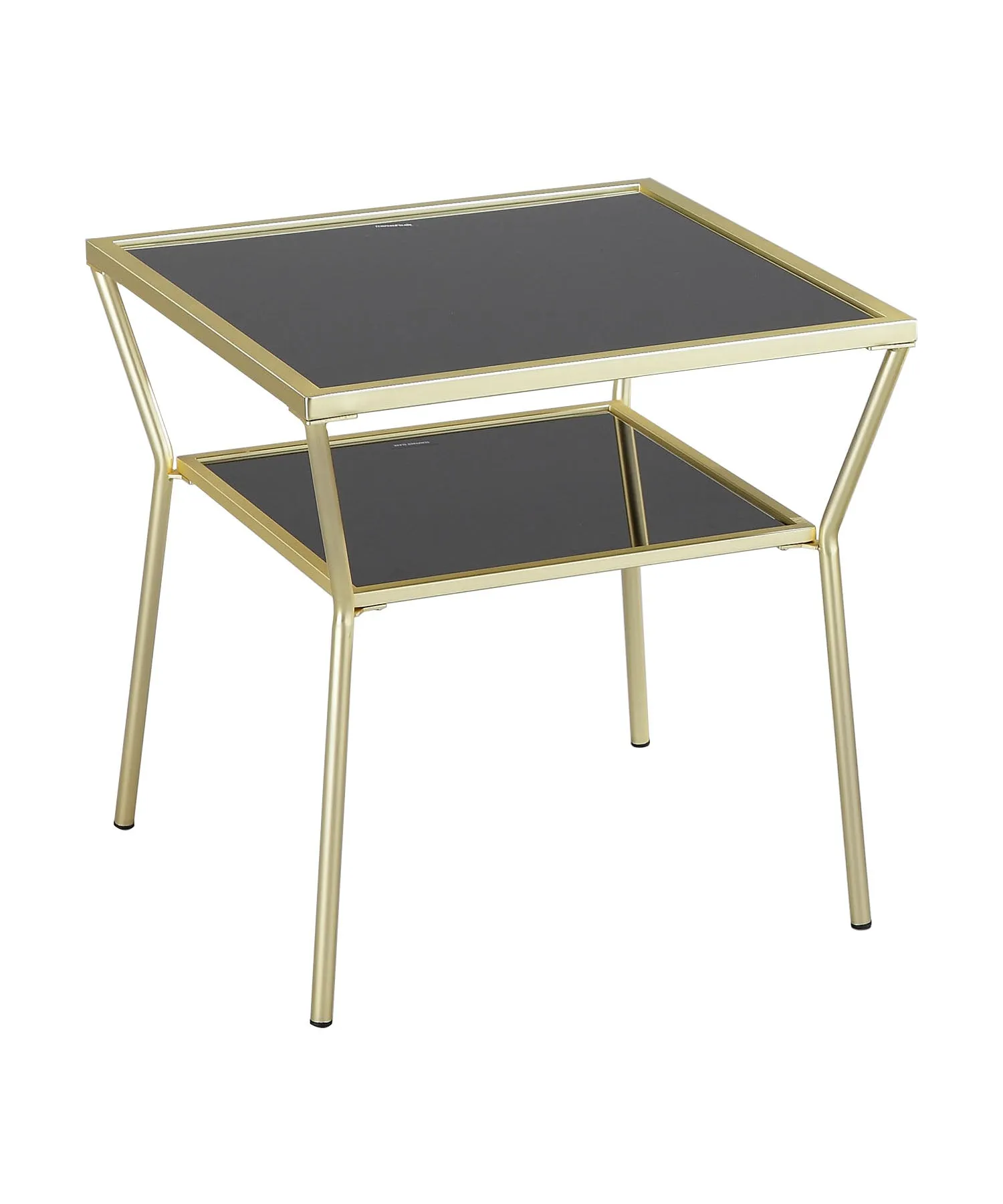 Fusion Glass Side End Table (50 x 50 x 50cm, Brass/Black)