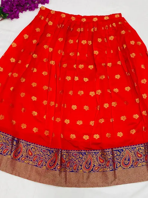 Graceful Embroidered Girls Lehenga Choli In Blue - Red