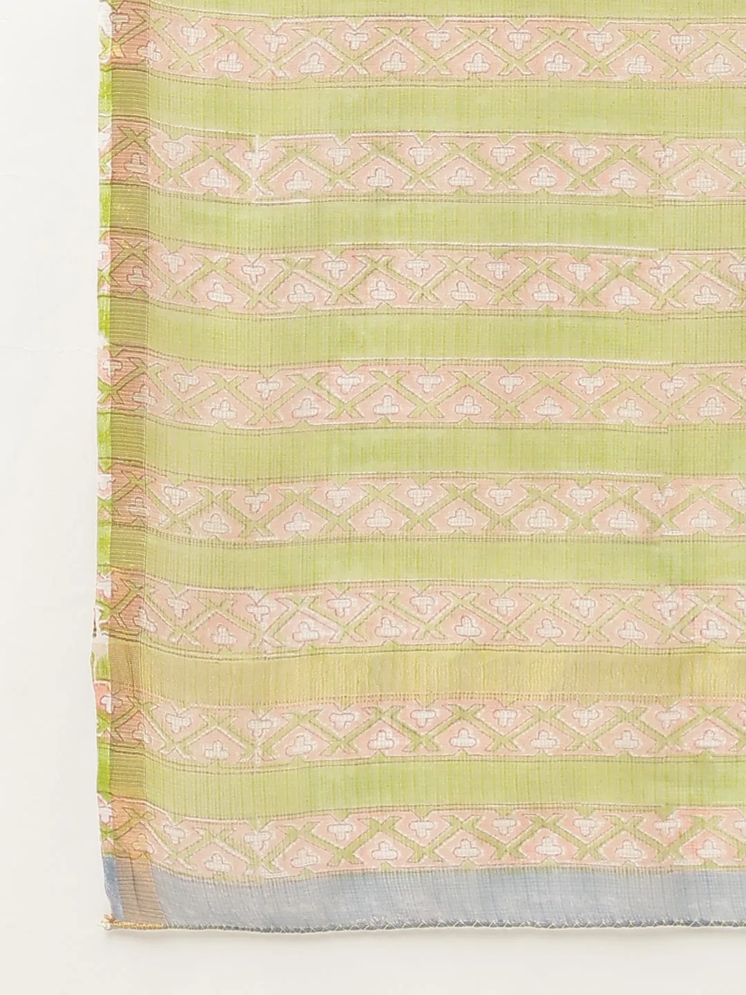 Green Hand Block Kota Doria Saree