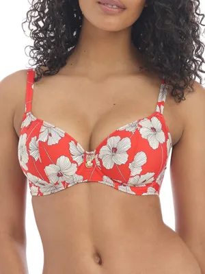 Hibiscus Beach Plunge Bikini Top - Sunset
