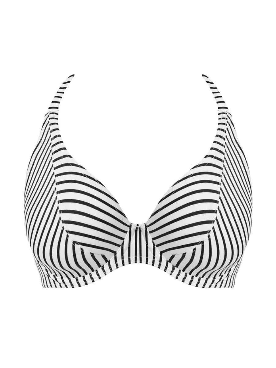 Jewel Cove Halter Bikini Top - Stripe Black
