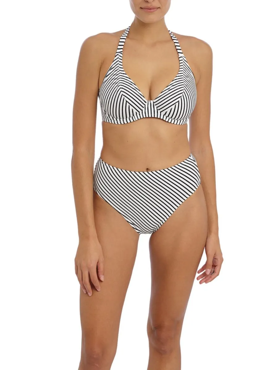 Jewel Cove Halter Bikini Top - Stripe Black