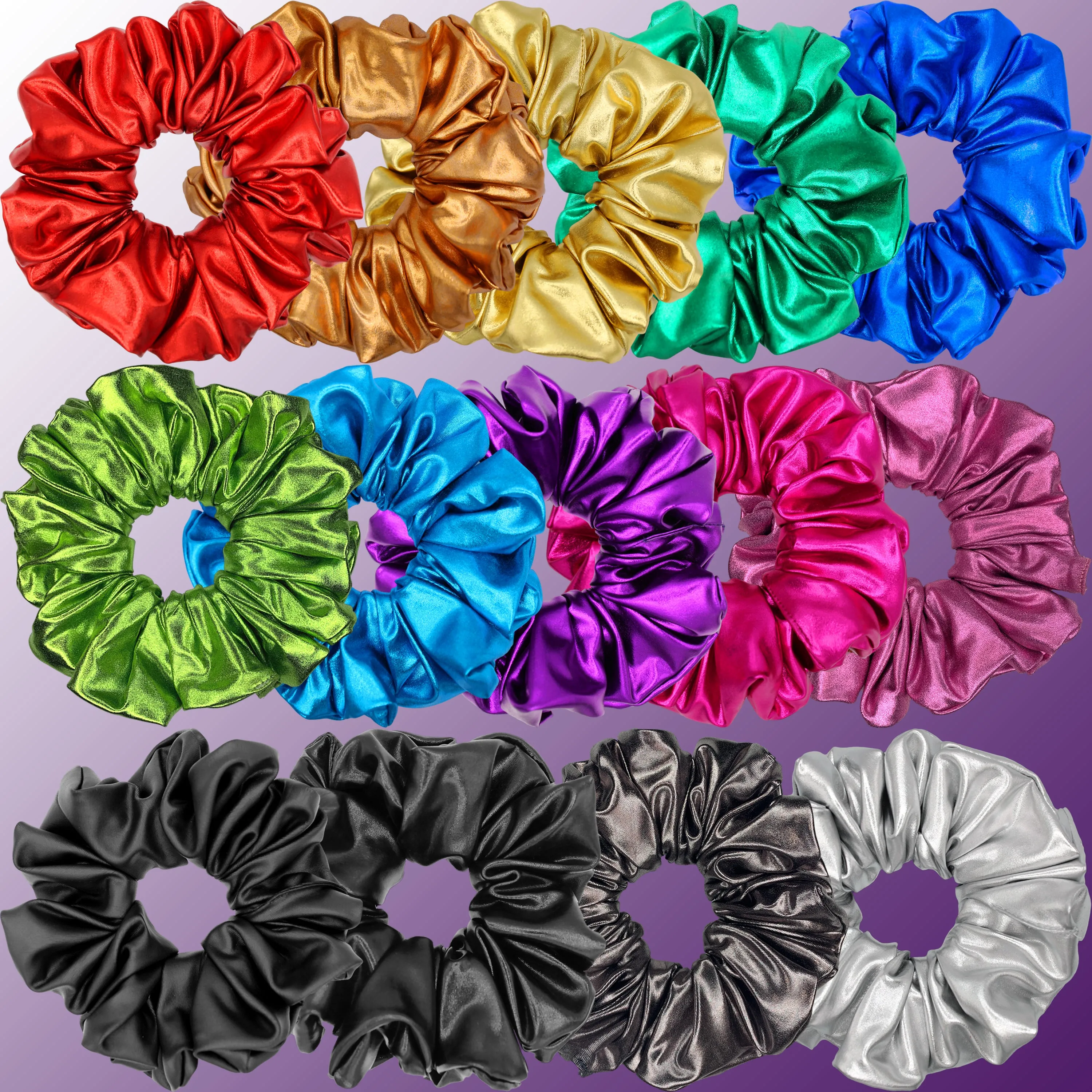 KING SIZE Metallic Scrunchies XXL Oversized Made in the USA Red