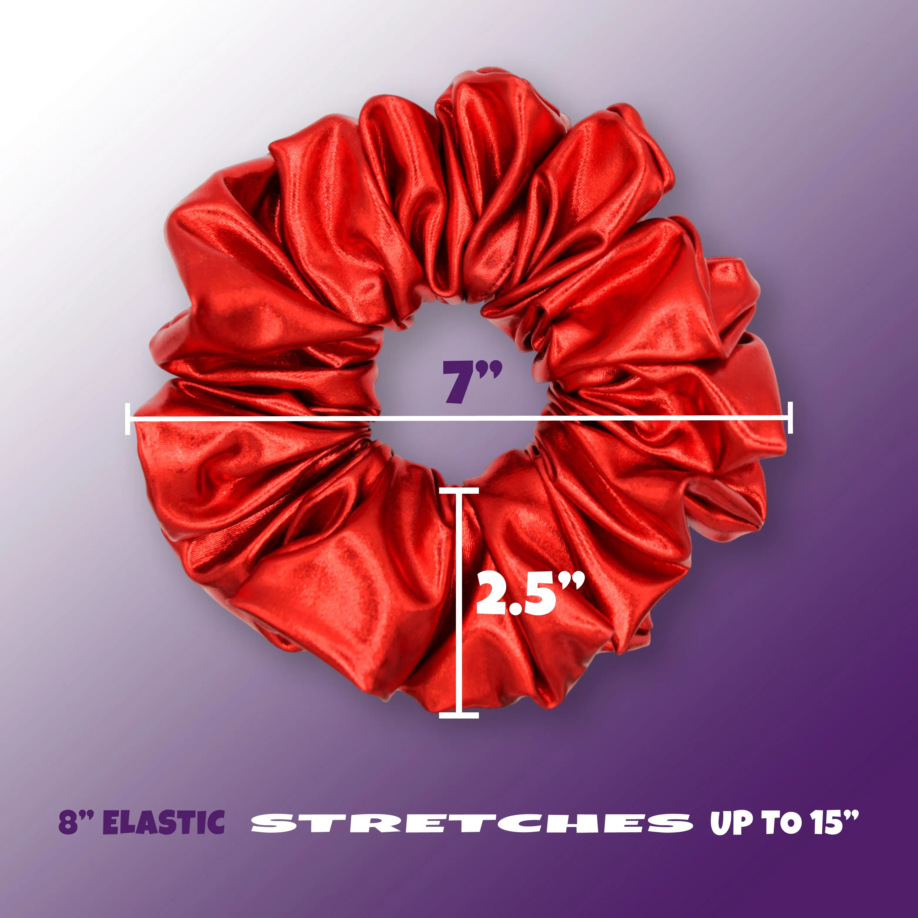 KING SIZE Metallic Scrunchies XXL Oversized Made in the USA Red