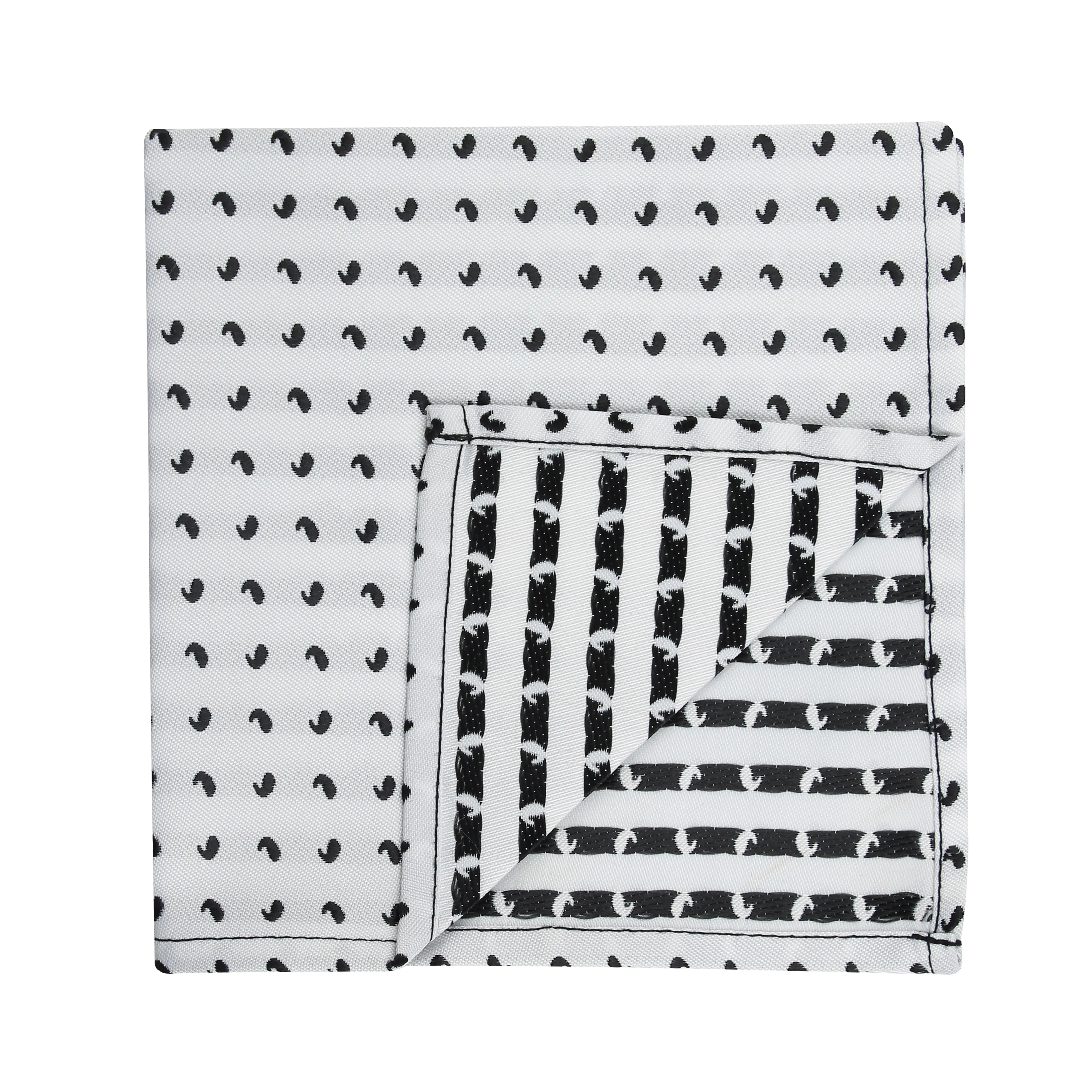 Kovove White Paisley Pocket Square For Men