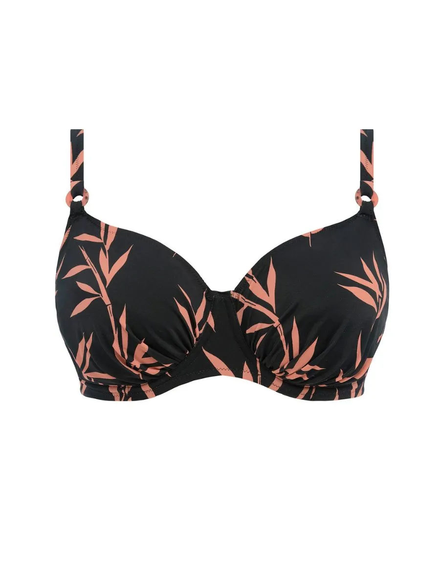 Luna Bay Gathered Full Cup Bikini Top - Lacquered Black