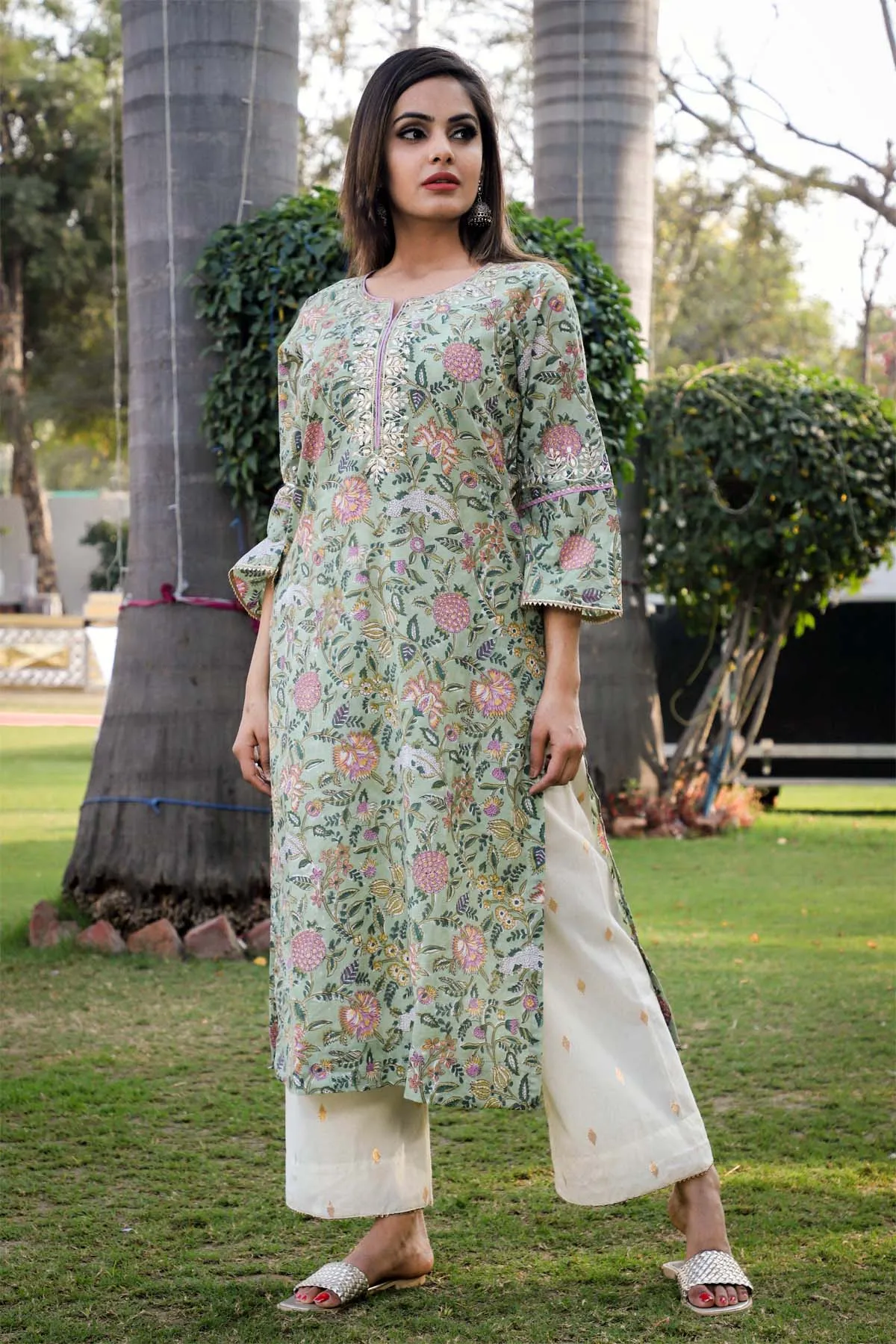 Mehendi Green Straight fit Kurta