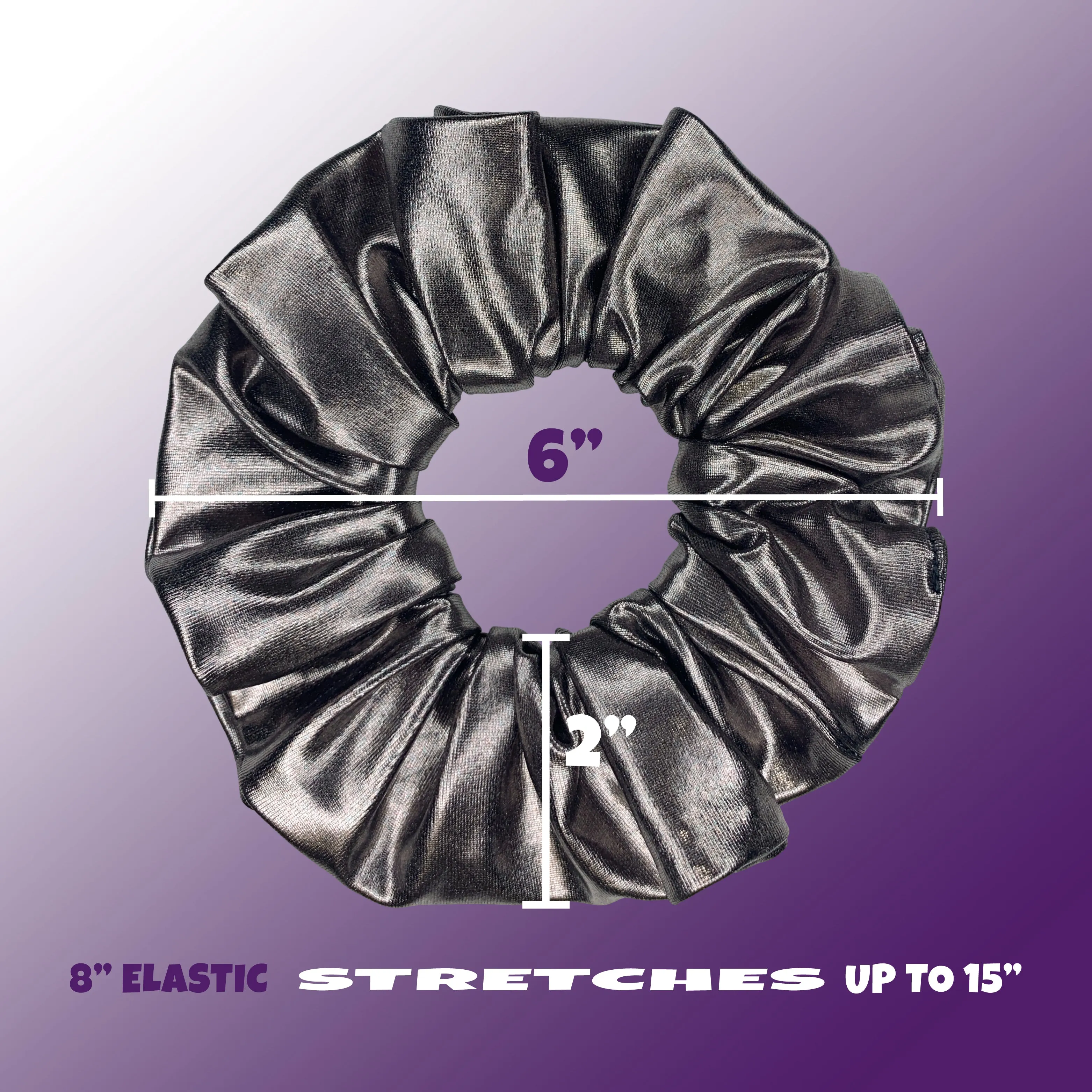 Metallic Scrunchies Available in 3 Sizes Made in the USA Gunmetal