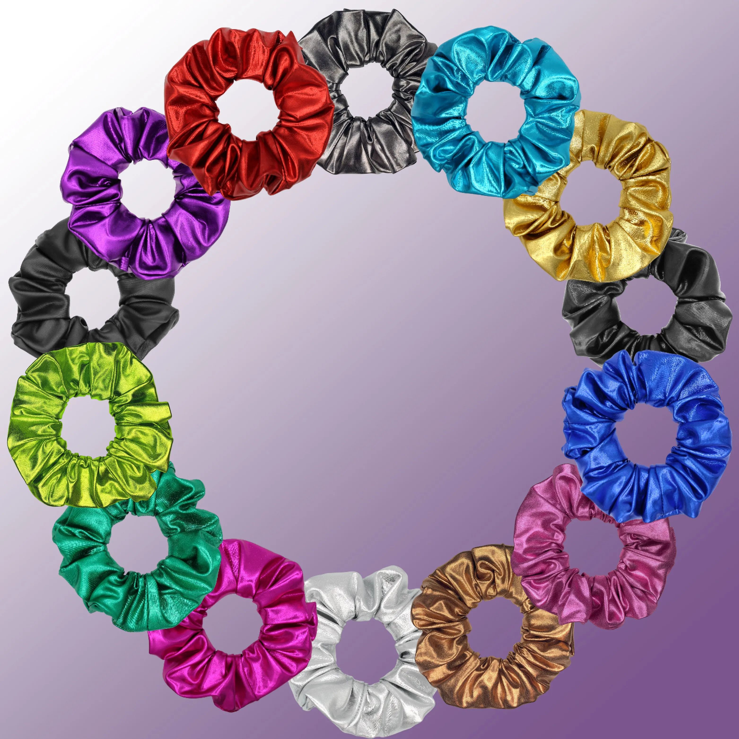 Metallic Scrunchies Available in 3 Sizes Made in the USA Gunmetal