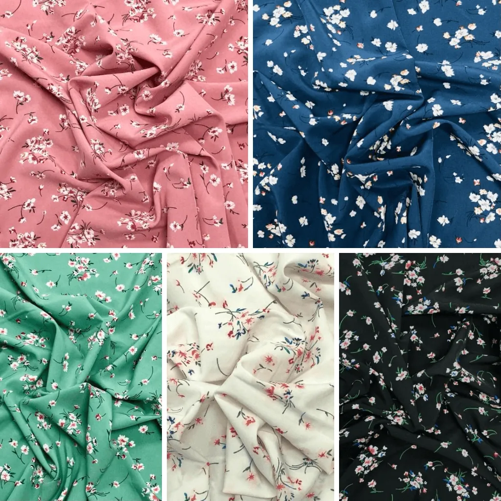 Mini Flowers Stretch Polyester Fabric