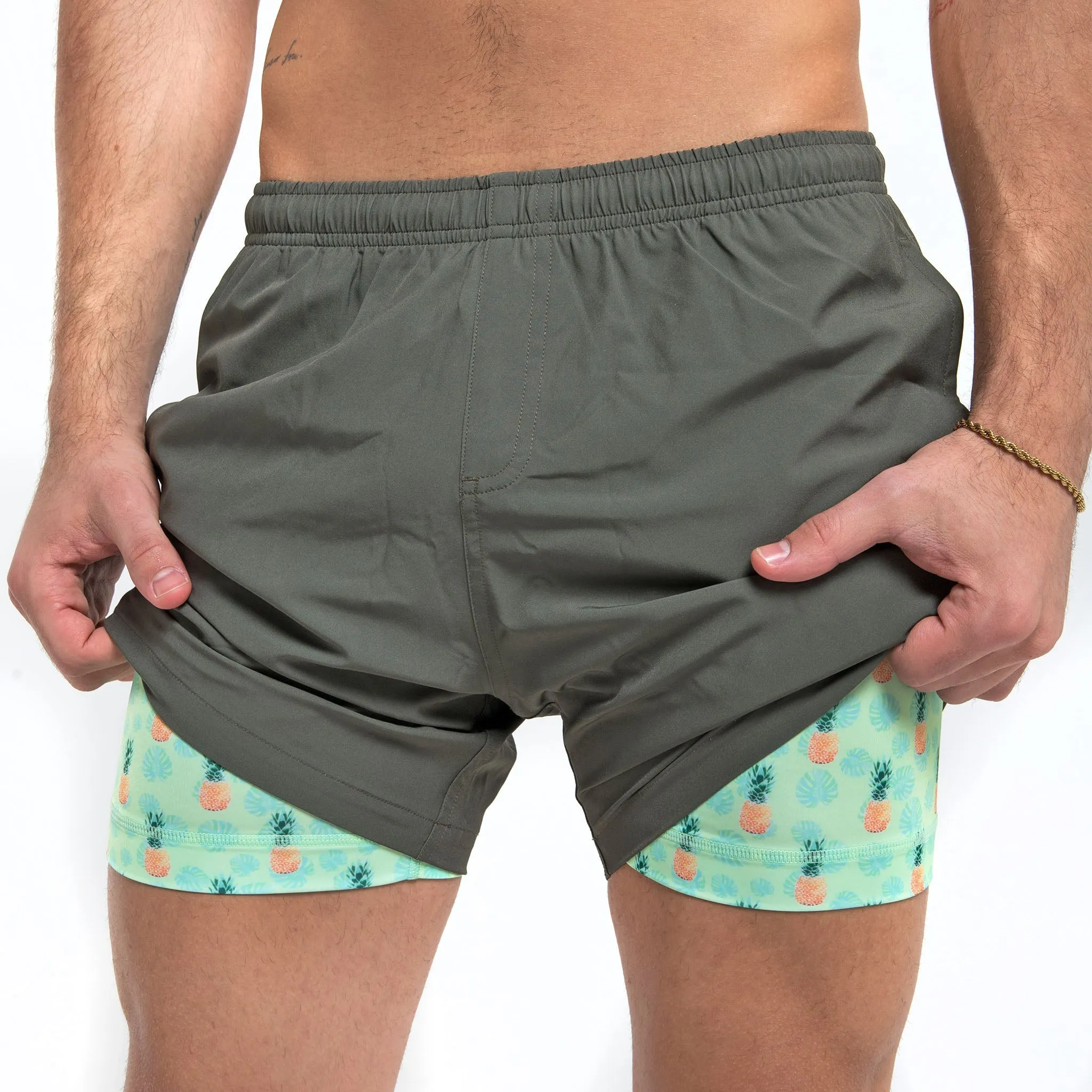 Performance Gym Short   Compression Liner - Green by Bermies