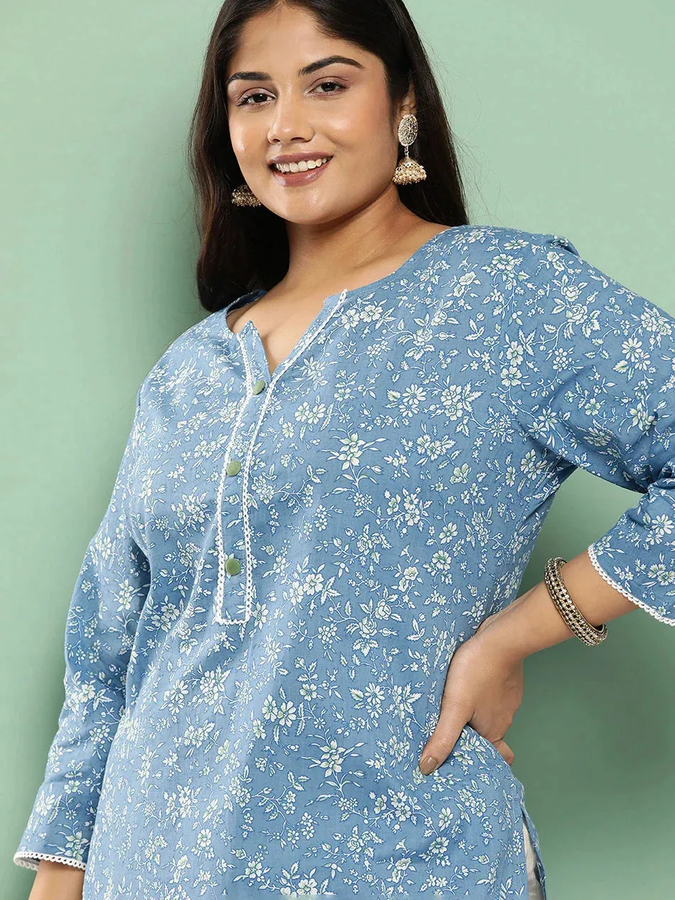 Plus Size Floral Printed Kurta