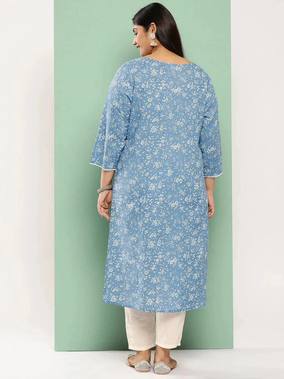 Plus Size Floral Printed Kurta