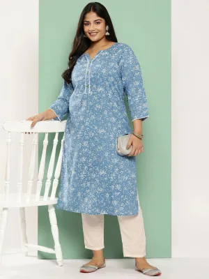 Plus Size Floral Printed Kurta
