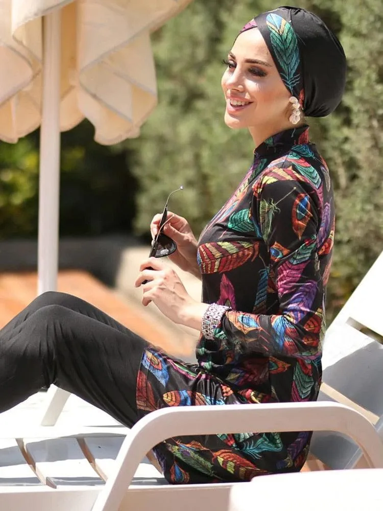 Plus size Modest Burkini Muslim Swimwear with Hijab