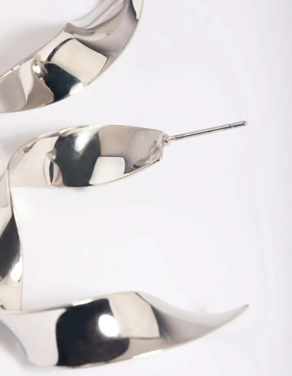 Rhodium Twisted Hoop Earrings