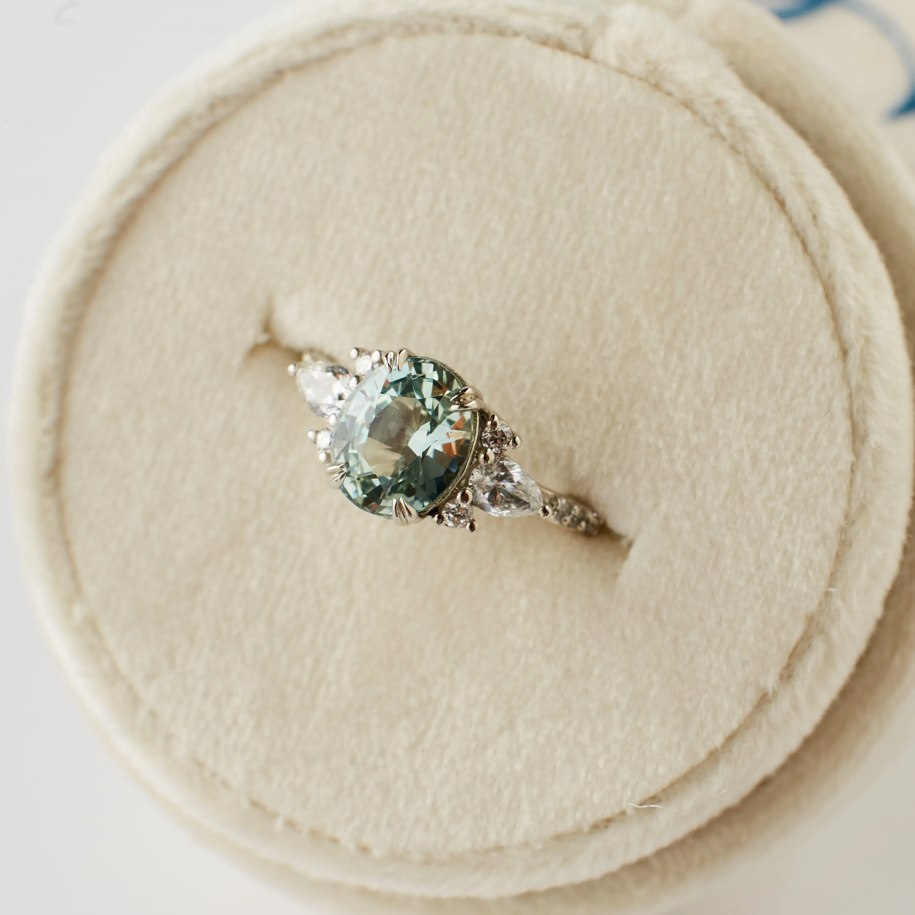 Rosalind Ring - 2.51 Carat Light Minty Green Oval Sapphire
