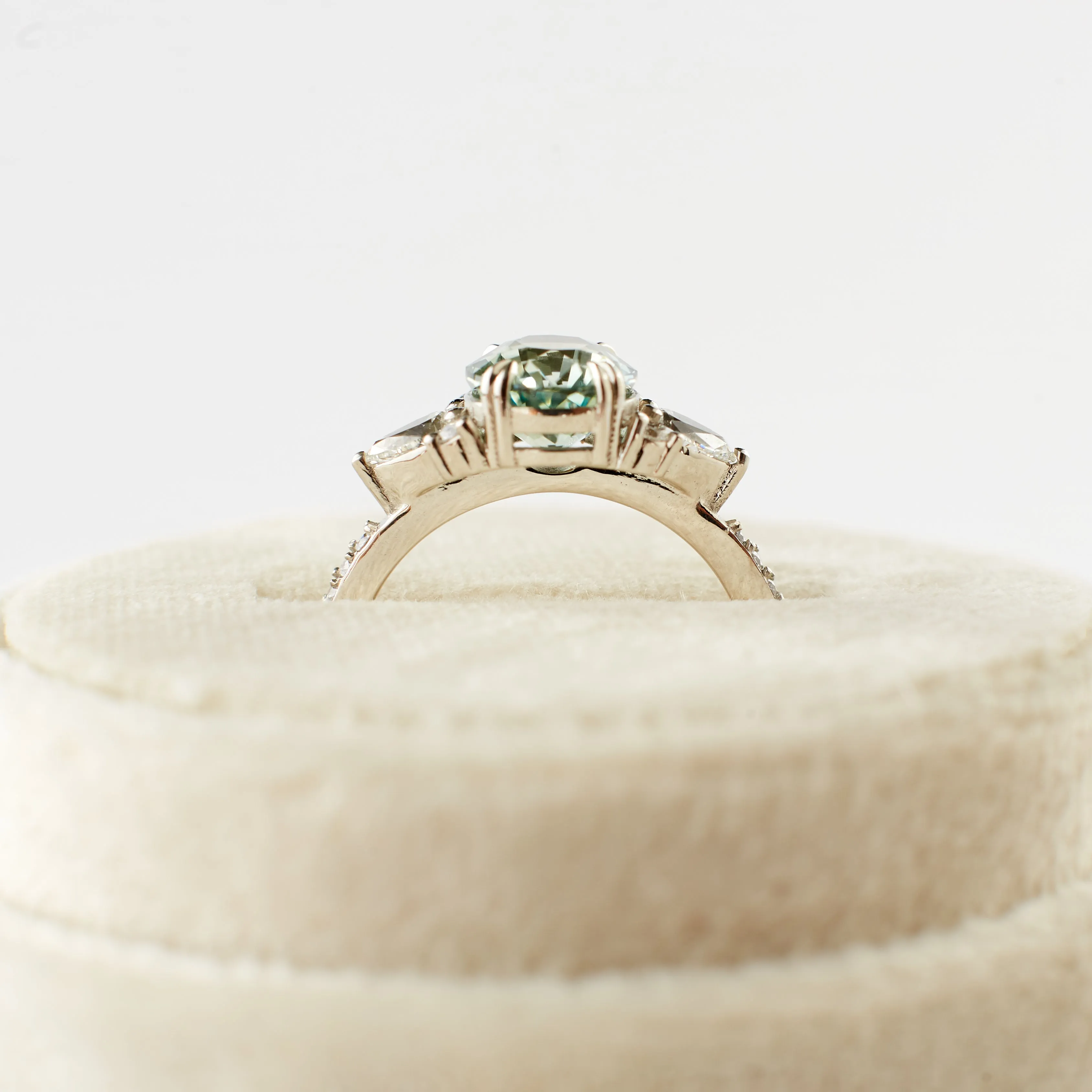 Rosalind Ring - 2.51 Carat Light Minty Green Oval Sapphire