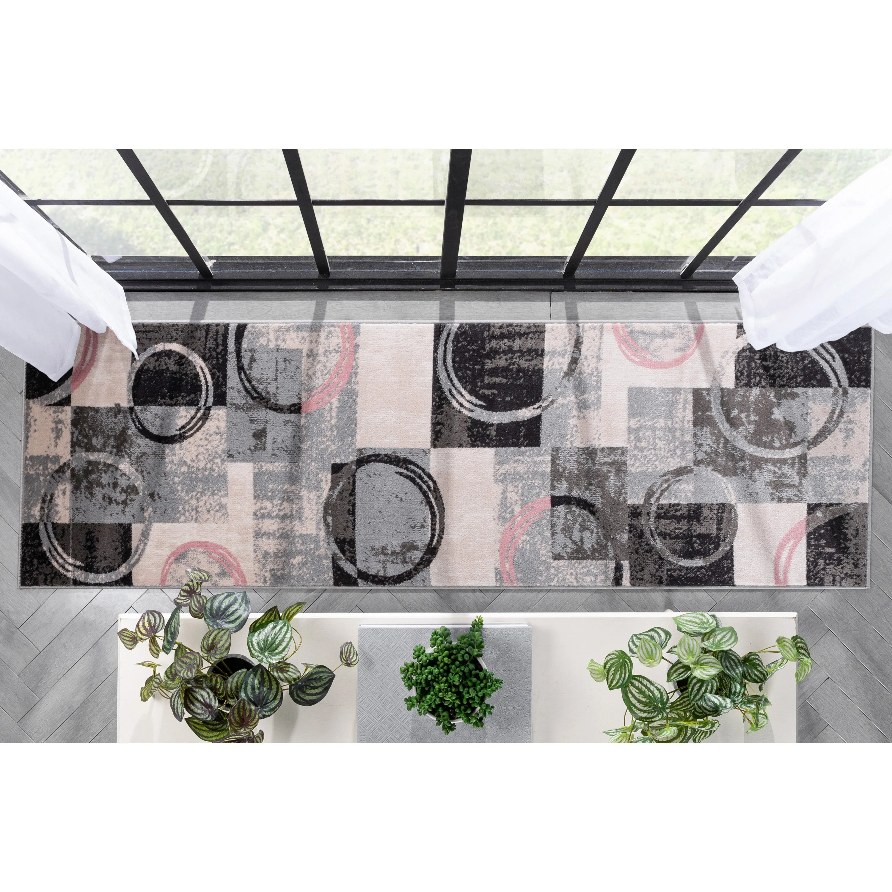 Shai Modern Geometric Grey Blush Rug