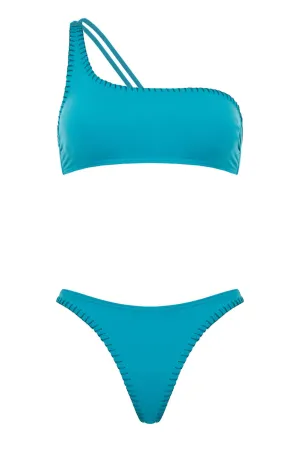Spaces/Saltwater One Shoulder Bikini Carribean Blue
