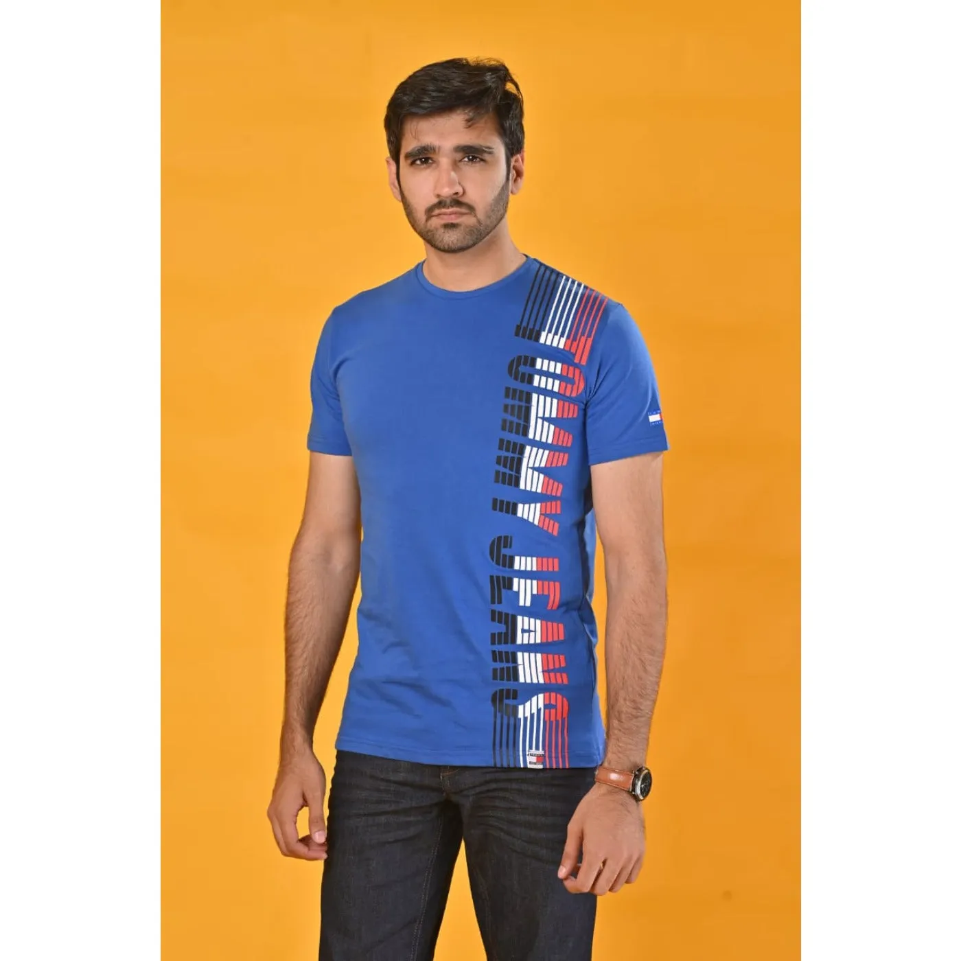 TJ Printed Vertical Blue Tshirt
