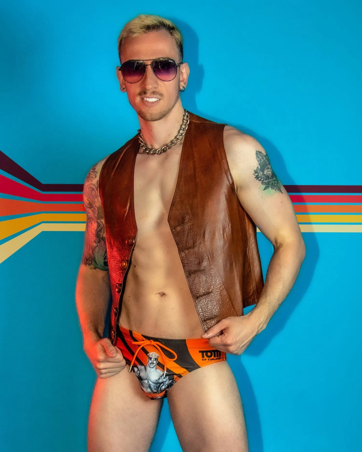 Retro Tom of Finland Peachy Kings Swim Briefs.
