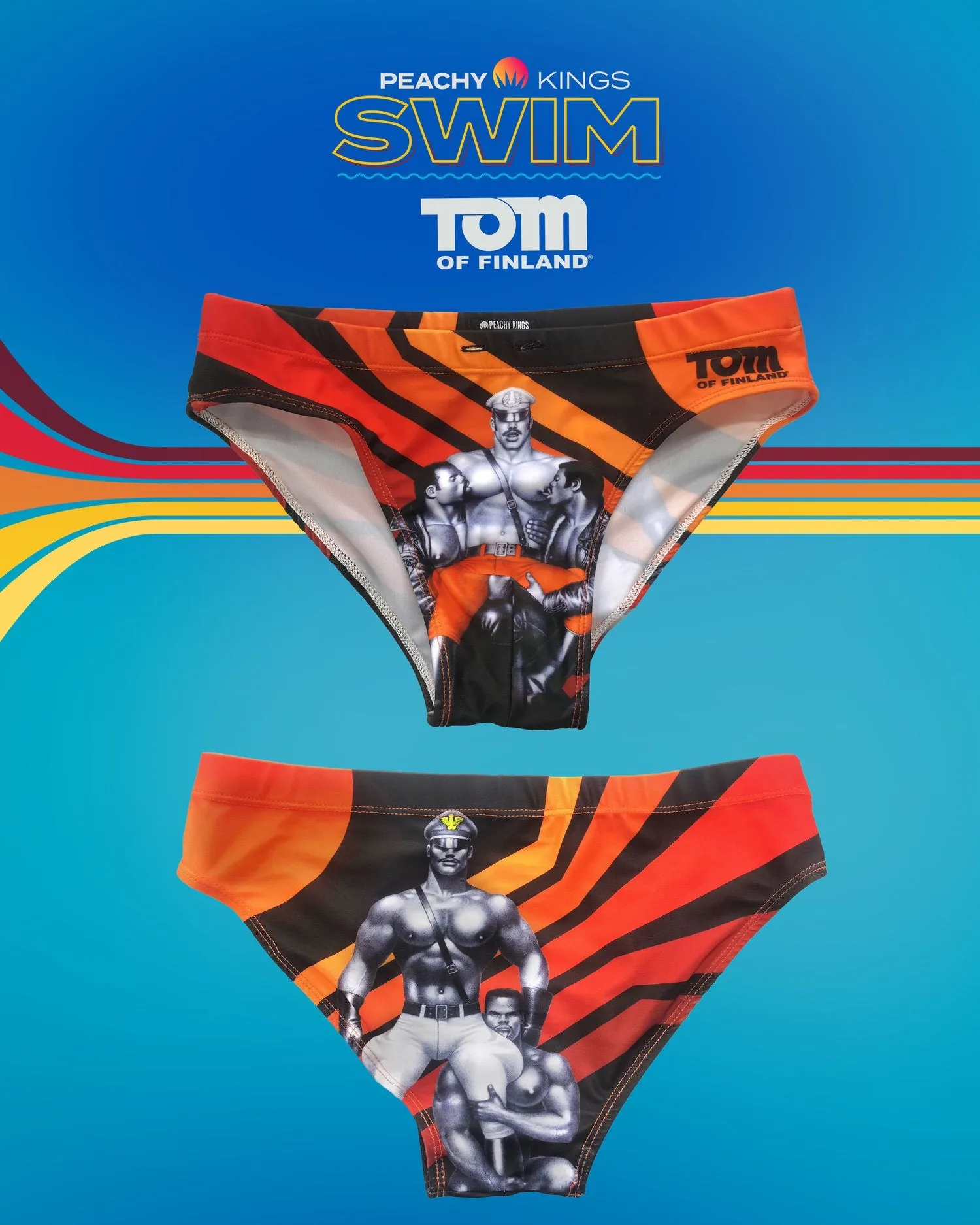 Retro Tom of Finland Peachy Kings Swim Briefs.