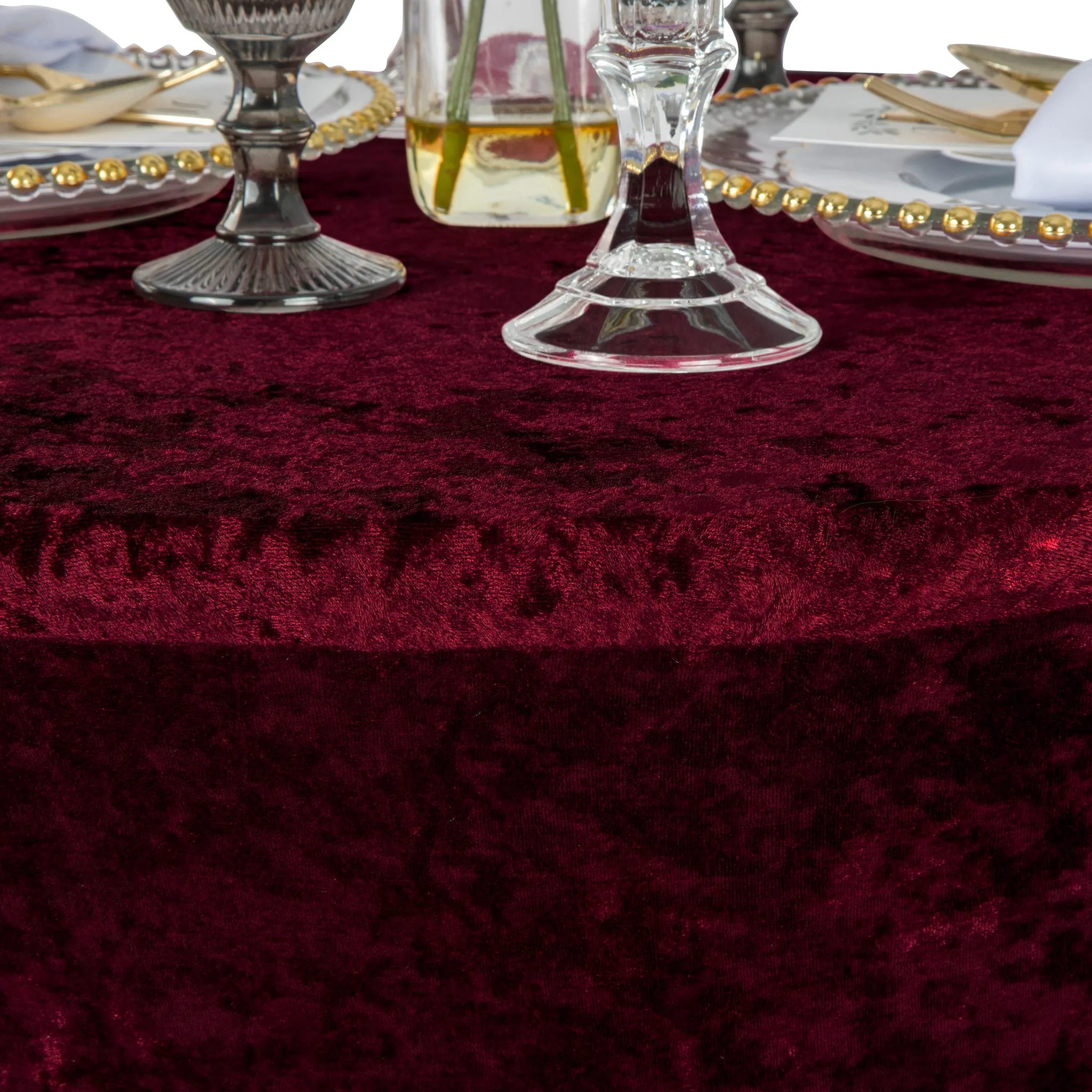 Velvet Spandex Cocktail Table Cover 32" Round - Burgundy