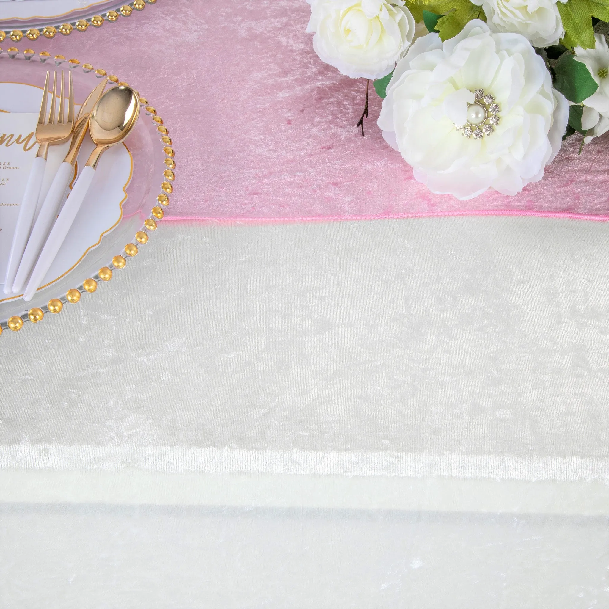 Velvet Spandex Table Cover 6ft Rectangle - Ivory