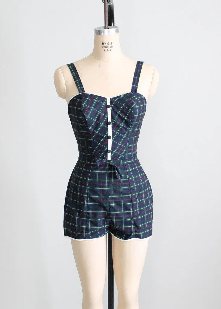 Vintage 1950s Plaid Swimsuit