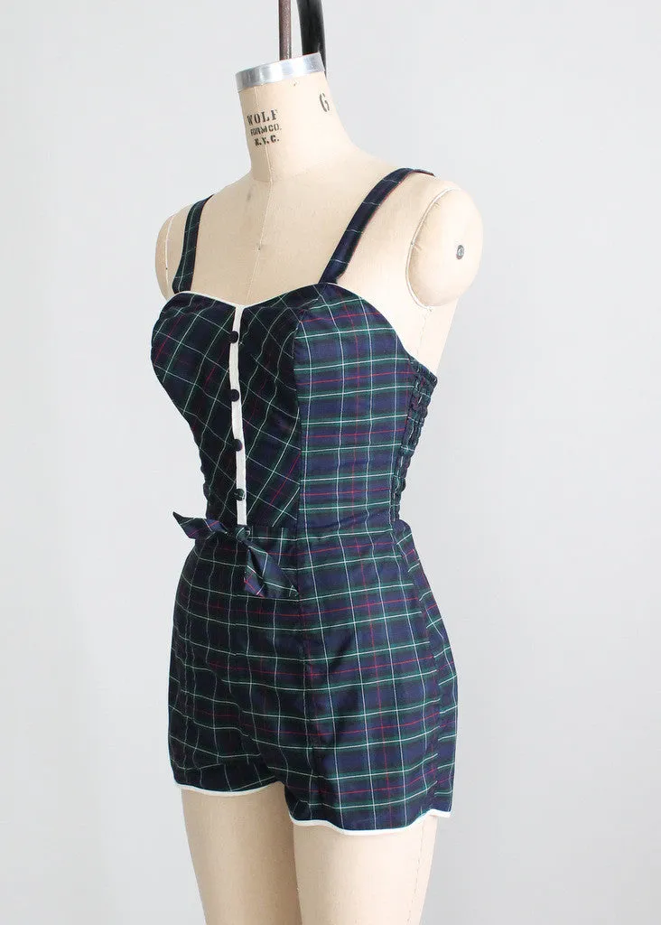 Vintage 1950s Plaid Swimsuit