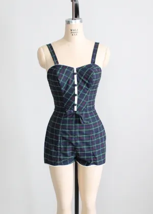 Vintage 1950s Plaid Swimsuit