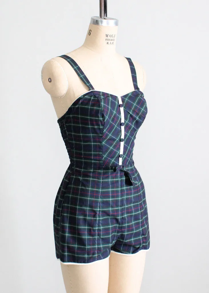 Vintage 1950s Plaid Swimsuit