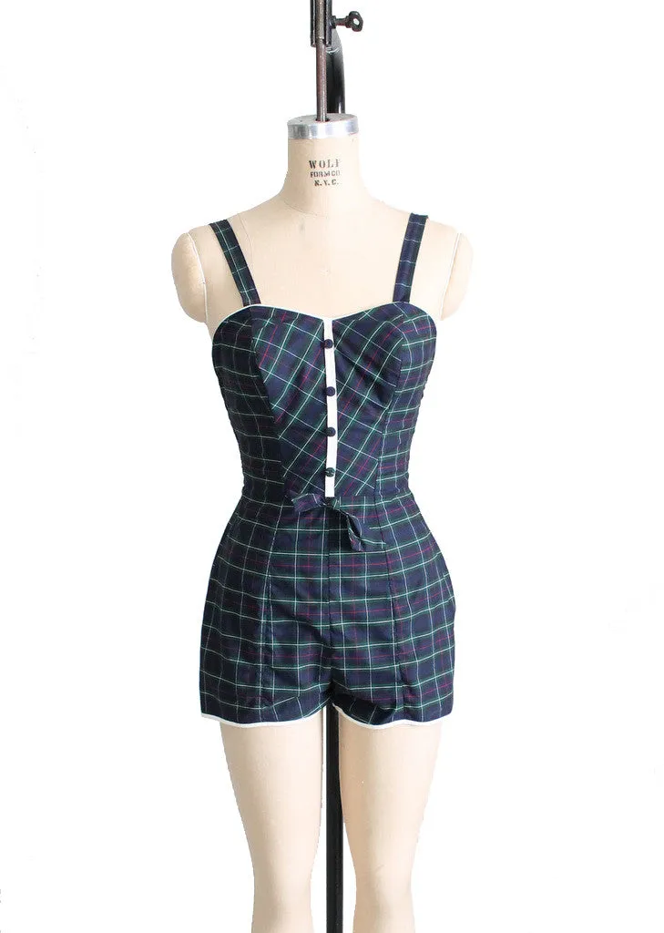 Vintage 1950s Plaid Swimsuit